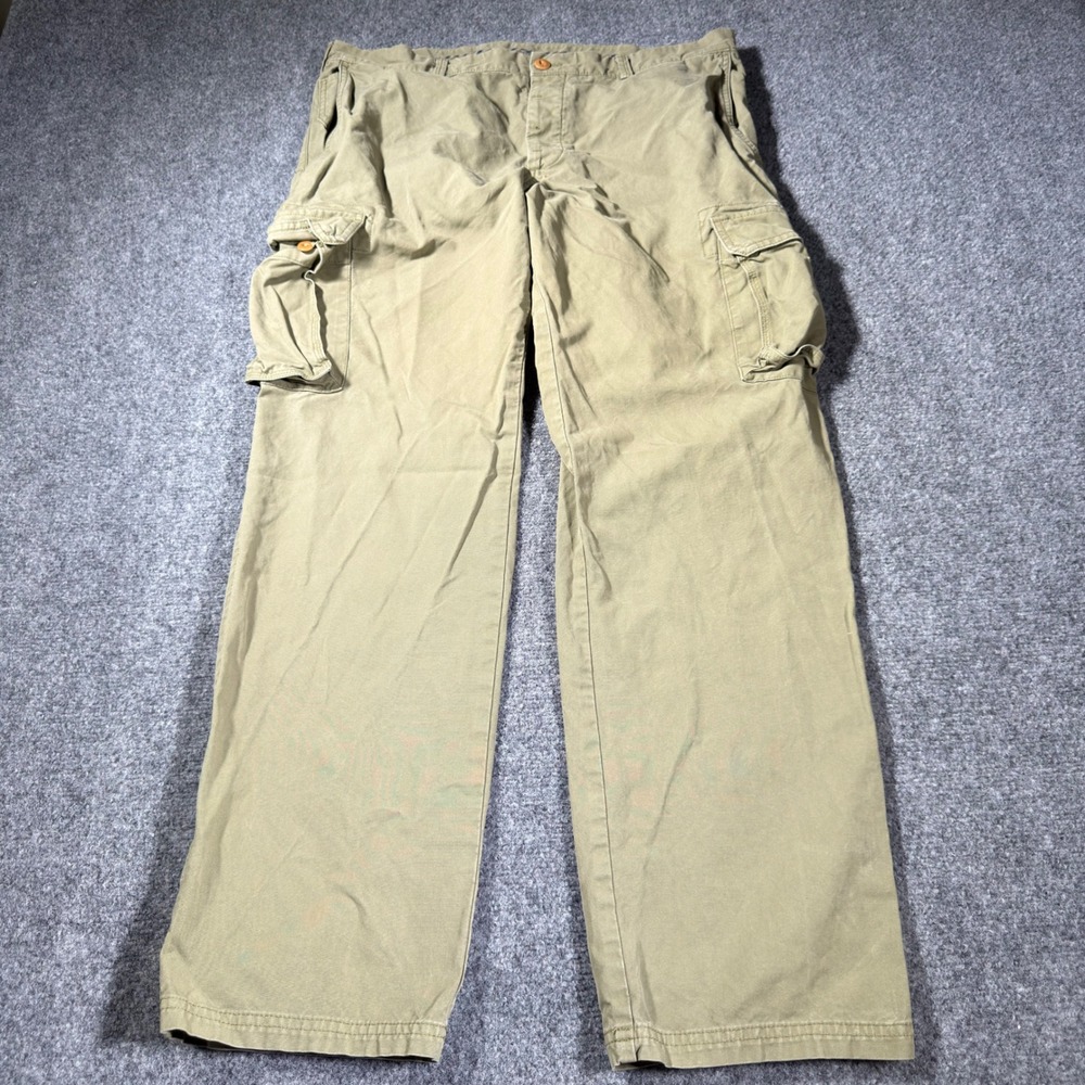 Brooks Brothers Utility Cargo Pants Mens 37x32 Khaki Green Button Fly Cotton